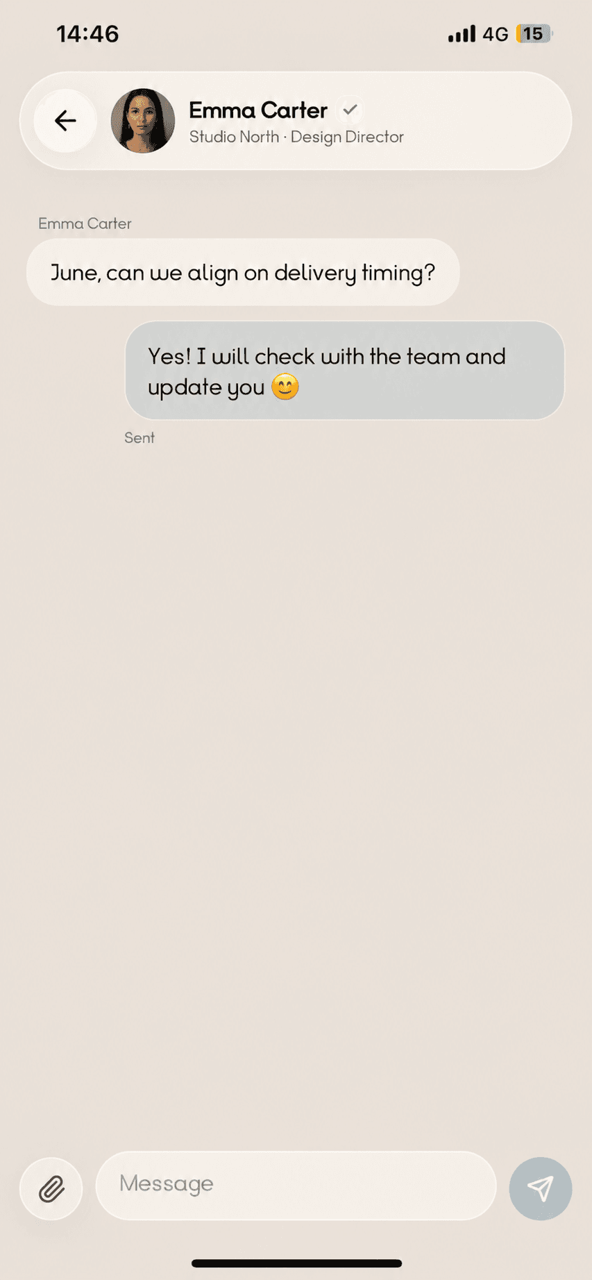 A private one-to-one Company conversation.