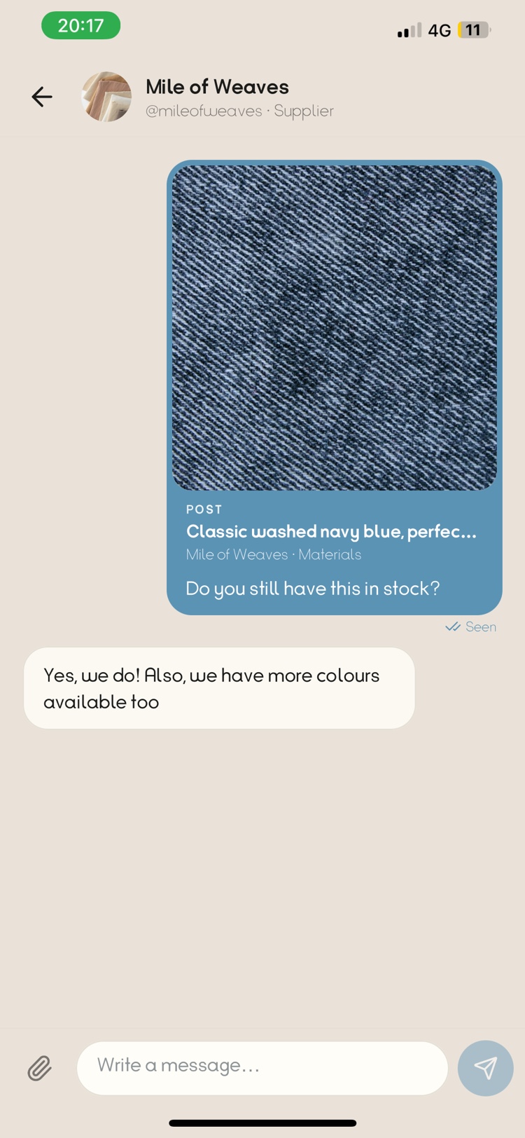 Messaging a supplier inside Connect